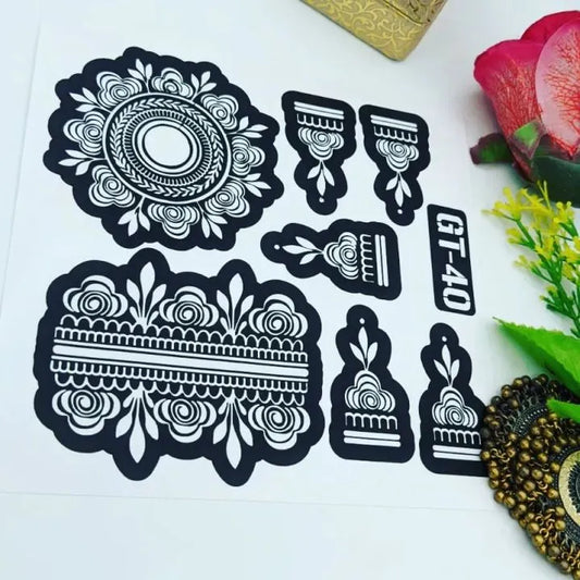 mehndi sticker full arabic tikki kalai designs