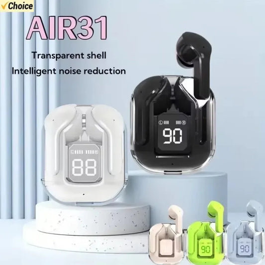 Air 31 Buds TWS Bluetooth 5.3 ENC Smart Touch Control Stereo HiFi Noise Reduction Lightweight & Portable In Ear Earbuds with Microphone Deep Bass Stereo Music TWS Air 31 Wireless Transparent Earphones Ratings 360