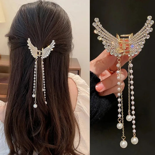 New Crystal Rhinestone Butterfly Pearl Tassel Hairpin Korean style Hairpin Hair Accessories for women girls