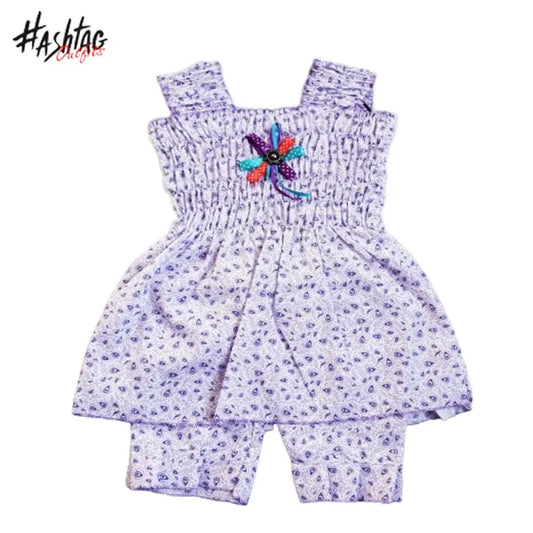 Hashtag outfit Frock For kids and Baby Girls - Floral printed baby frocks with matching shorts- Summer cotton frocks for girl